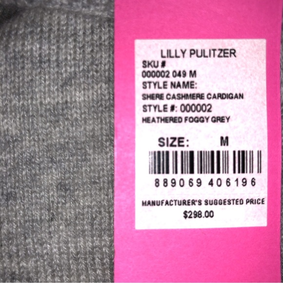 Lilly Pulitzer Shere Cashmere Cardigan in Heathered Foggy Grey New Size M - Picture 5 of 6